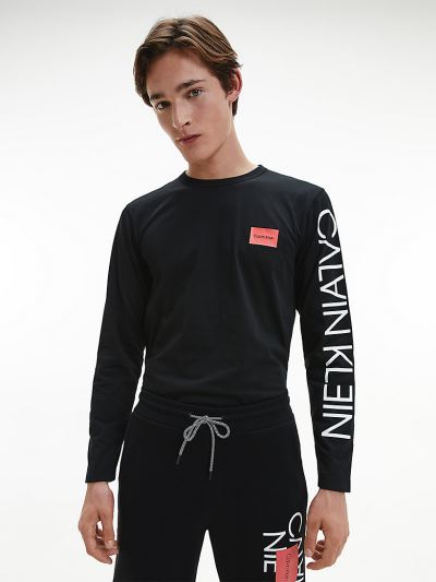 Calvin Klein Ruhák HU590567 | Calvin Klein Organic Cotton Férfi Hosszú Ujjú Póló Fekete